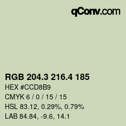 カラーコード: RGB 204.3 216.4 185 | qconv.com