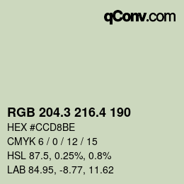 カラーコード: RGB 204.3 216.4 190 | qconv.com