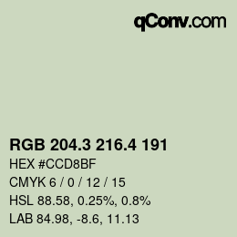 カラーコード: RGB 204.3 216.4 191 | qconv.com