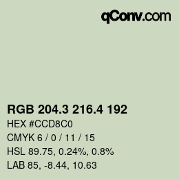 カラーコード: RGB 204.3 216.4 192 | qconv.com