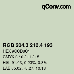 カラーコード: RGB 204.3 216.4 193 | qconv.com