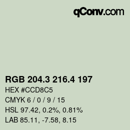 カラーコード: RGB 204.3 216.4 197 | qconv.com