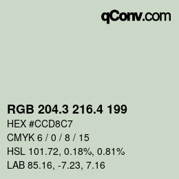 カラーコード: RGB 204.3 216.4 199 | qconv.com