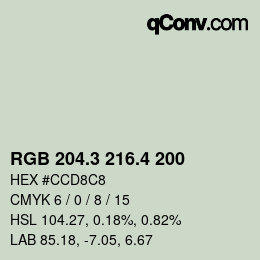 カラーコード: RGB 204.3 216.4 200 | qconv.com