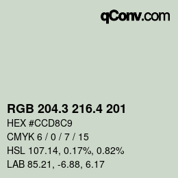カラーコード: RGB 204.3 216.4 201 | qconv.com