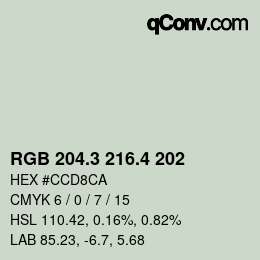 カラーコード: RGB 204.3 216.4 202 | qconv.com