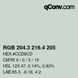 カラーコード: RGB 204.3 216.4 205 | qconv.com