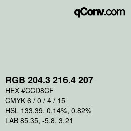 カラーコード: RGB 204.3 216.4 207 | qconv.com