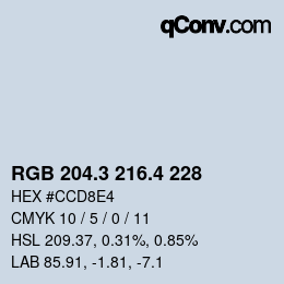 カラーコード: RGB 204.3 216.4 228 | qconv.com