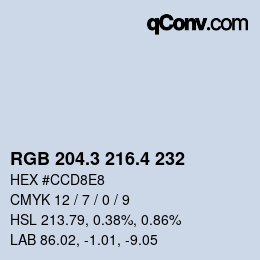 カラーコード: RGB 204.3 216.4 232 | qconv.com