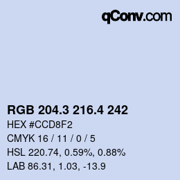 カラーコード: RGB 204.3 216.4 242 | qconv.com
