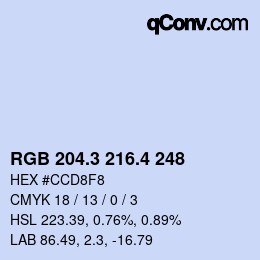 カラーコード: RGB 204.3 216.4 248 | qconv.com