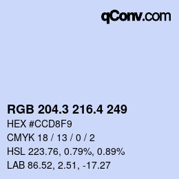 カラーコード: RGB 204.3 216.4 249 | qconv.com