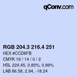 カラーコード: RGB 204.3 216.4 251 | qconv.com