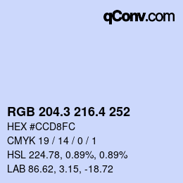 カラーコード: RGB 204.3 216.4 252 | qconv.com