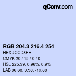 カラーコード: RGB 204.3 216.4 254 | qconv.com