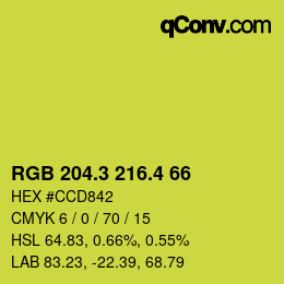 カラーコード: RGB 204.3 216.4 66 | qconv.com