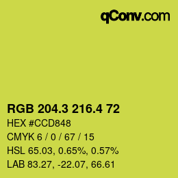 カラーコード: RGB 204.3 216.4 72 | qconv.com
