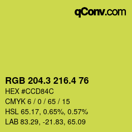 カラーコード: RGB 204.3 216.4 76 | qconv.com