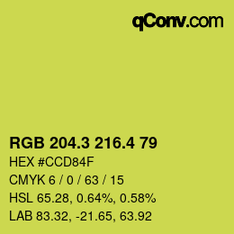 カラーコード: RGB 204.3 216.4 79 | qconv.com