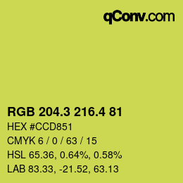 カラーコード: RGB 204.3 216.4 81 | qconv.com