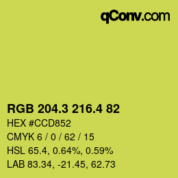 カラーコード: RGB 204.3 216.4 82 | qconv.com
