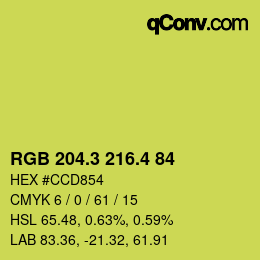 カラーコード: RGB 204.3 216.4 84 | qconv.com