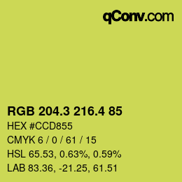 カラーコード: RGB 204.3 216.4 85 | qconv.com
