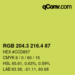 カラーコード: RGB 204.3 216.4 87 | qconv.com