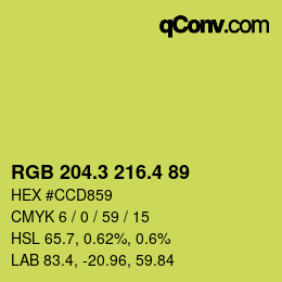 カラーコード: RGB 204.3 216.4 89 | qconv.com