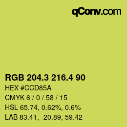 カラーコード: RGB 204.3 216.4 90 | qconv.com