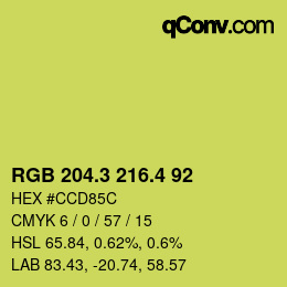 カラーコード: RGB 204.3 216.4 92 | qconv.com