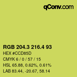カラーコード: RGB 204.3 216.4 93 | qconv.com