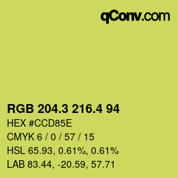 カラーコード: RGB 204.3 216.4 94 | qconv.com
