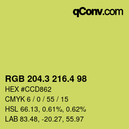 カラーコード: RGB 204.3 216.4 98 | qconv.com
