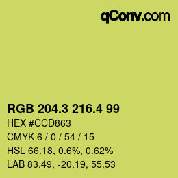 カラーコード: RGB 204.3 216.4 99 | qconv.com