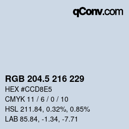 Código de color: RGB 204.5 216 229 | qconv.com