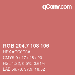 カラーコード: RGB 204.7 108 106 | qconv.com