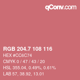 カラーコード: RGB 204.7 108 116 | qconv.com