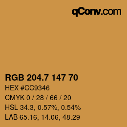 カラーコード: RGB 204.7 147 70 | qconv.com