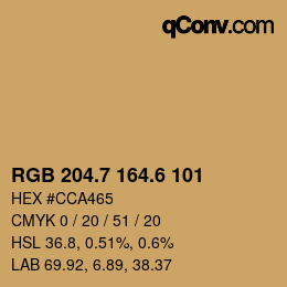 カラーコード: RGB 204.7 164.6 101 | qconv.com