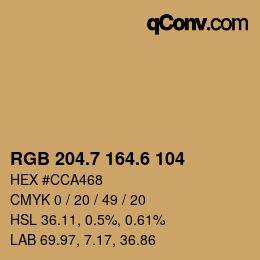 カラーコード: RGB 204.7 164.6 104 | qconv.com