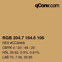 カラーコード: RGB 204.7 164.6 106 | qconv.com