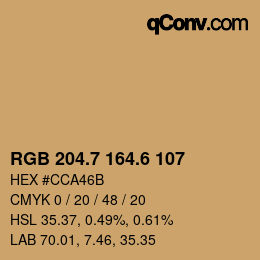 カラーコード: RGB 204.7 164.6 107 | qconv.com