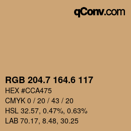 カラーコード: RGB 204.7 164.6 117 | qconv.com