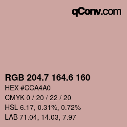 カラーコード: RGB 204.7 164.6 160 | qconv.com