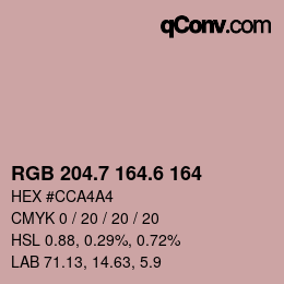 カラーコード: RGB 204.7 164.6 164 | qconv.com