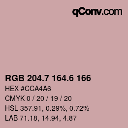 カラーコード: RGB 204.7 164.6 166 | qconv.com