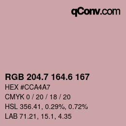 カラーコード: RGB 204.7 164.6 167 | qconv.com