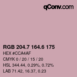 カラーコード: RGB 204.7 164.6 175 | qconv.com
